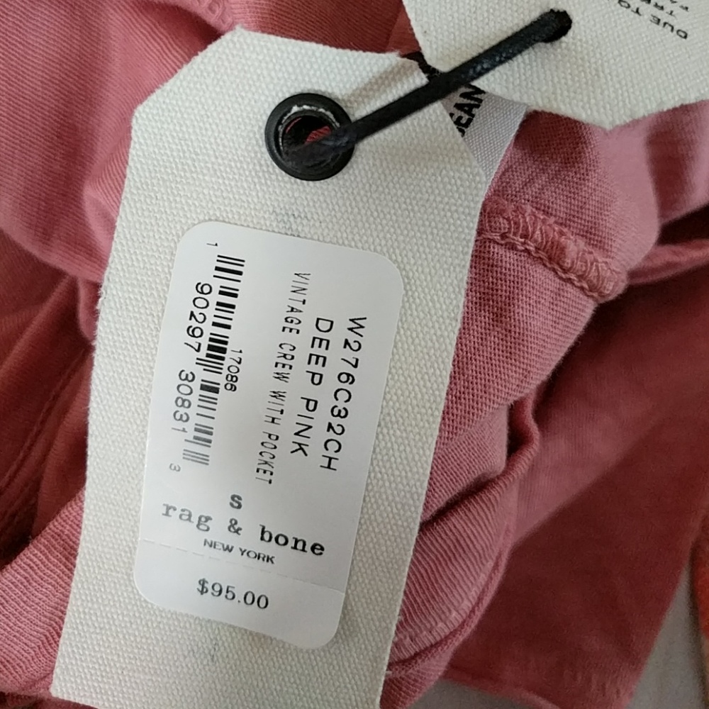 Rag & Bone Vintage Tee Short Top Deep Pink - Picture 5 of 8